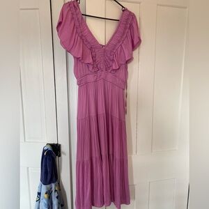 Pink - Joie Brand - Tiered Midi Dress - Satin - Size Large